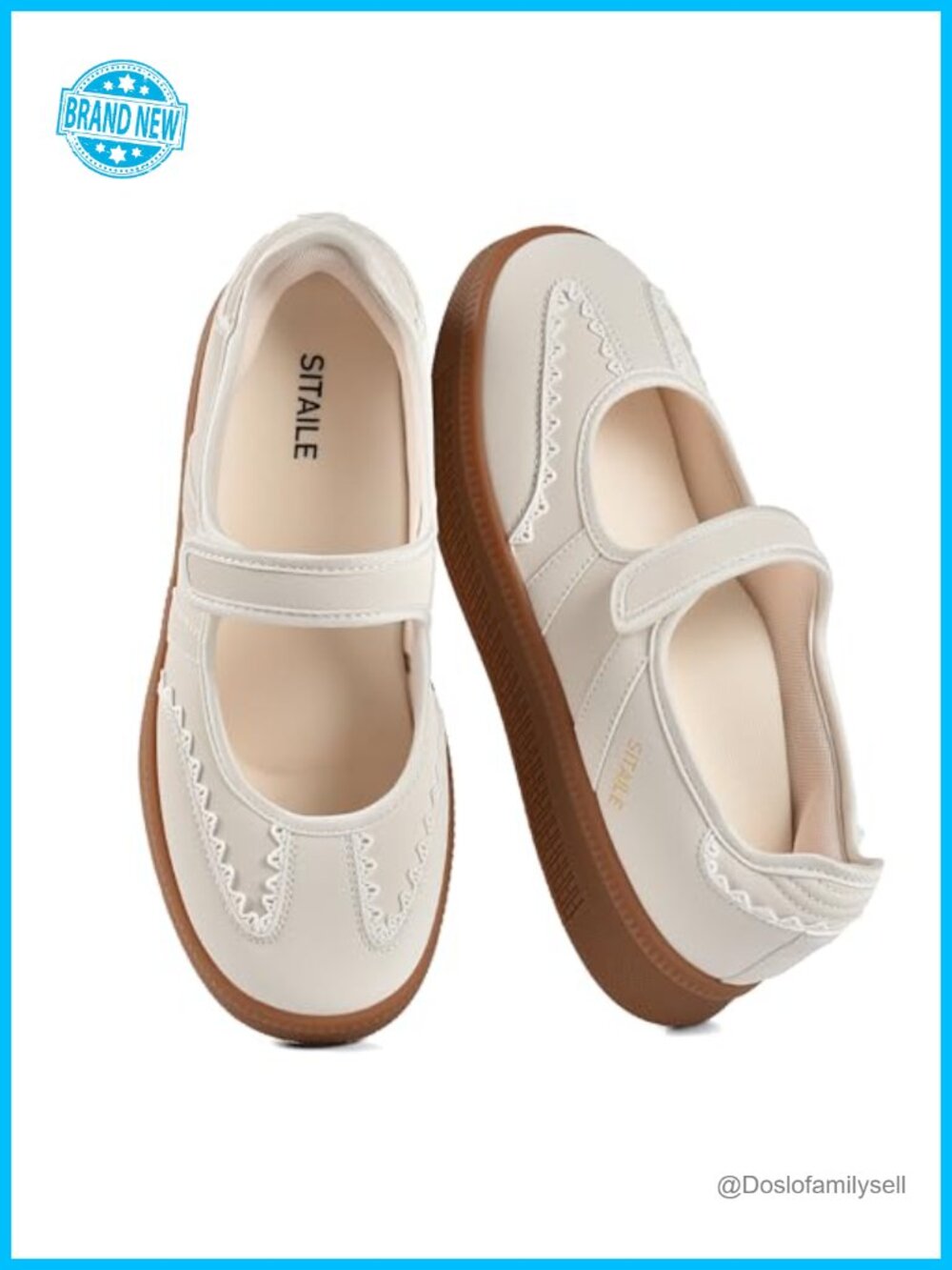 Retro Mary Jane Sneakers Ballet Flats Fashion Walking Shoes Adjustable Strap PU